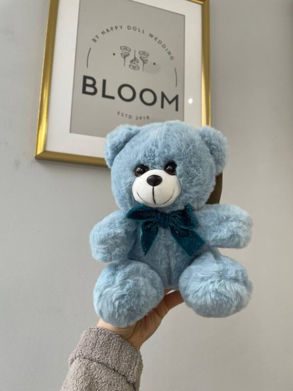 Блакитний плюшевий ведмедик з бантиком для подарунка